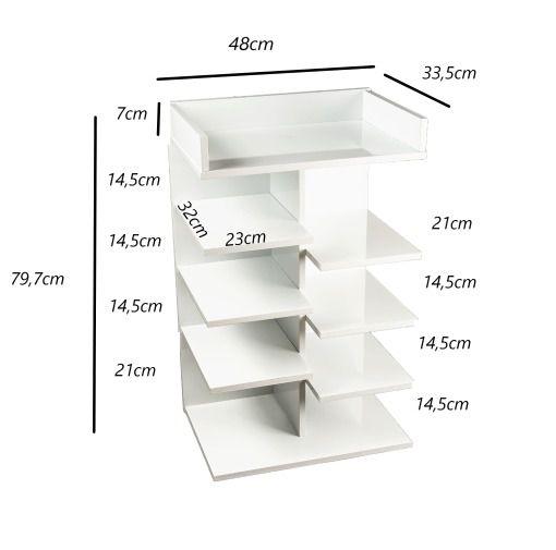 Imagem de Mesa de Canto Branca Madeira Apoio Prateleiras Criado Lar
