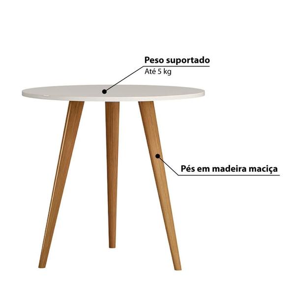 Imagem de Mesa de Canto Demadero 60 cm - Off White/ Natural