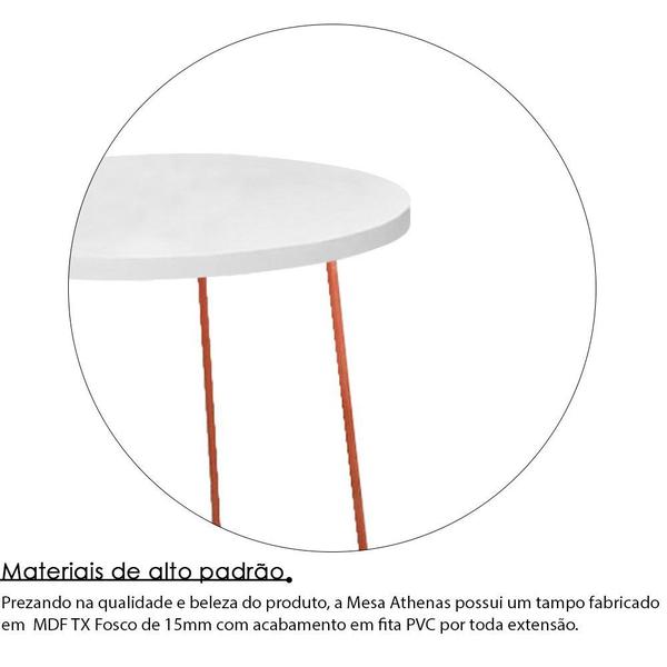 Imagem de Mesa de Canto Lateral Alta Redonda Sala Athenas Tripé - Cobre e Branco