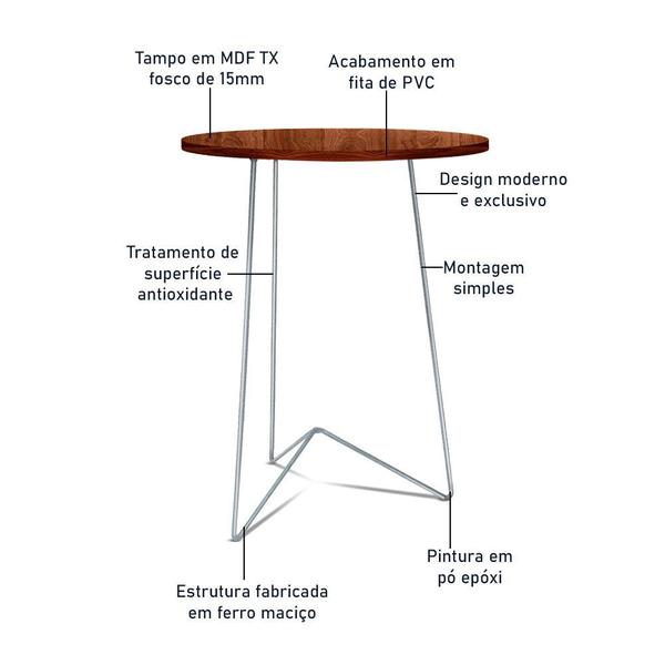 Imagem de Mesa de Canto Lateral Alta Redonda Sala Athenas Tripé -  Prata e Villandry