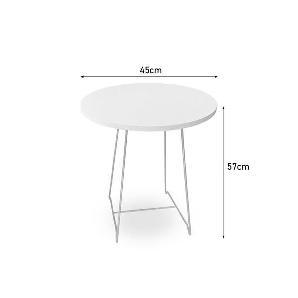 Imagem de Mesa de Canto Lateral Amsterdã Alta Redonda Branco e Branco