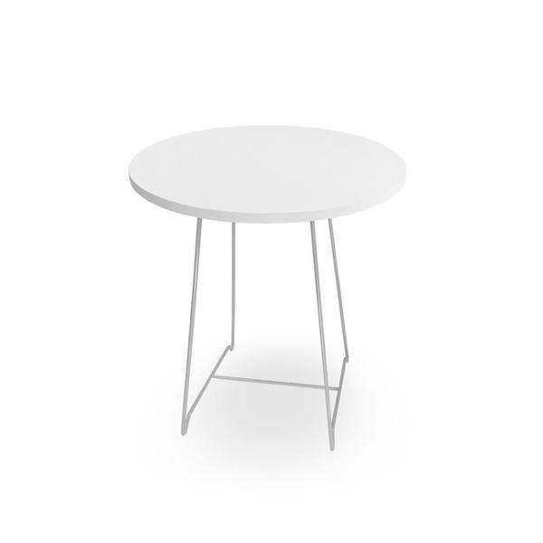 Imagem de Mesa de Canto Lateral Amsterdã Alta Redonda Branco e Branco