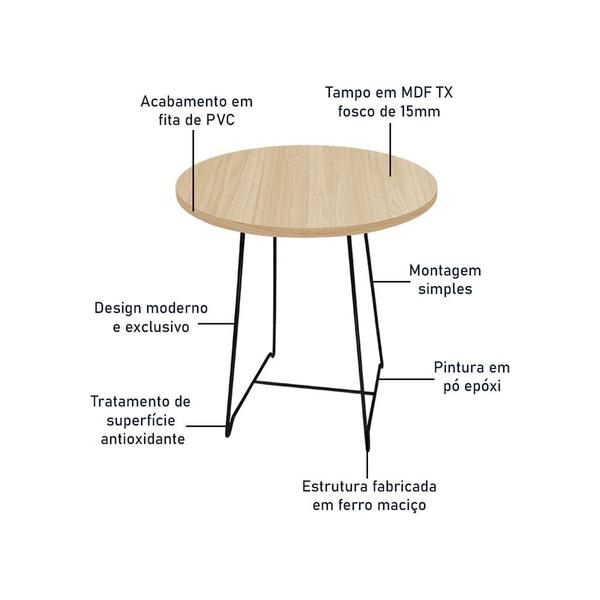 Imagem de Mesa de Canto Lateral Amsterdã Alta Redonda - Preto e Jade