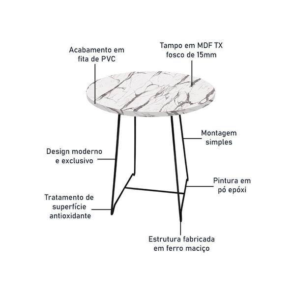 Imagem de Mesa de Canto Lateral Amsterdã Alta Redonda - Preto e Vulcano