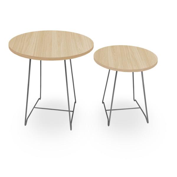 Imagem de Mesa de Canto Lateral Amsterdã Dupla Redonda - Prata e Jade