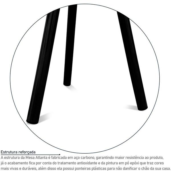 Imagem de Mesa de Canto Lateral Atlanta Tripé Redonda Tampo em MDF Preta e Jade