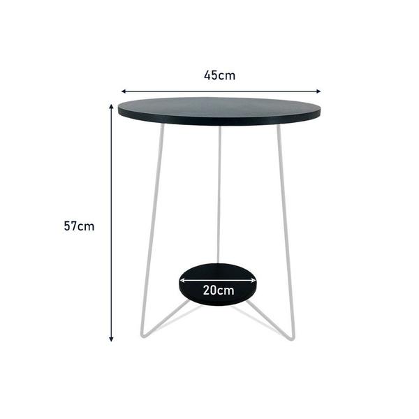 Imagem de Mesa de Canto Lateral Dijon Alta Redonda Sala Tripé - Branco e Preto