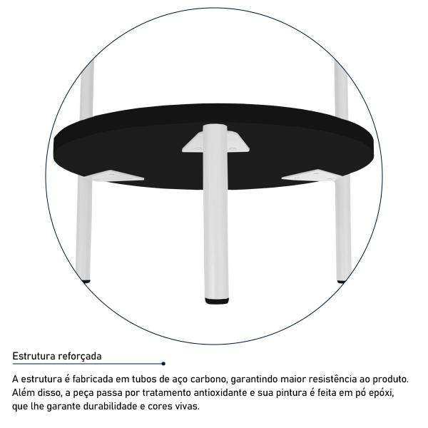 Imagem de Mesa de Canto Lateral Nairóbi Redonda - Branco e Preto