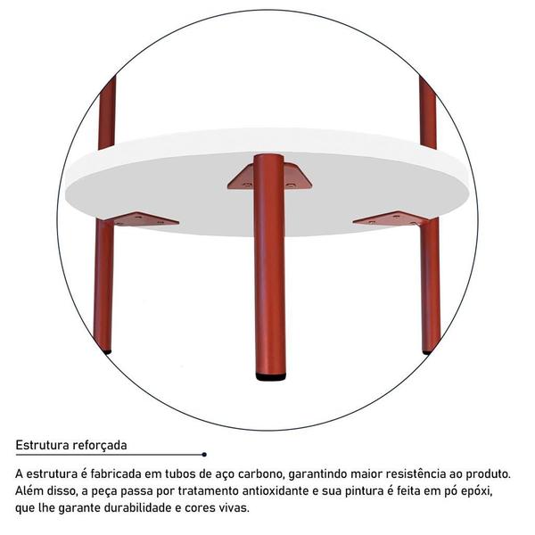 Imagem de Mesa de Canto Lateral Nairóbi Redonda Cobre e Branco