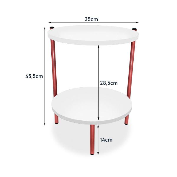 Imagem de Mesa de Canto Lateral Nairóbi Redonda - Cobre e Branco