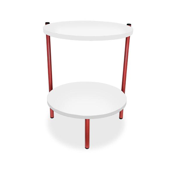 Imagem de Mesa de Canto Lateral Nairóbi Redonda - Cobre e Branco