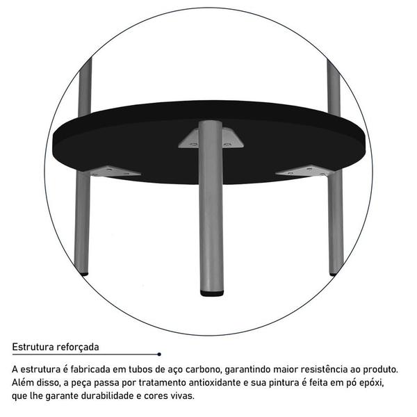 Imagem de Mesa de Canto Lateral Nairóbi Redonda Prata e Preto