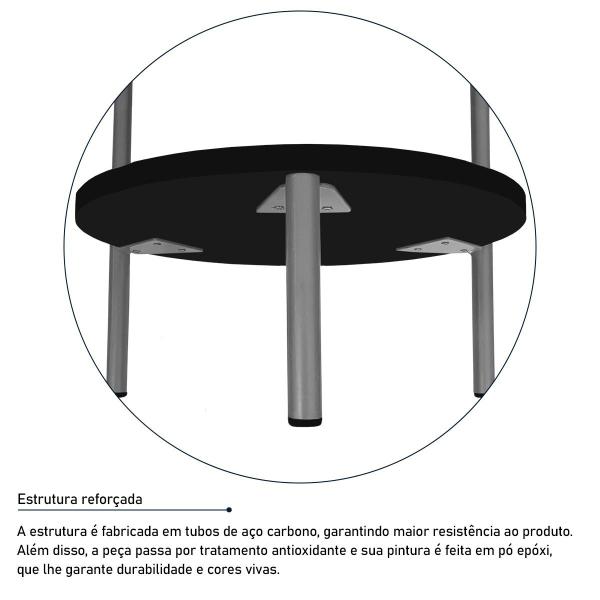 Imagem de Mesa de Canto Lateral Nairóbi Redonda - Prata e Preto