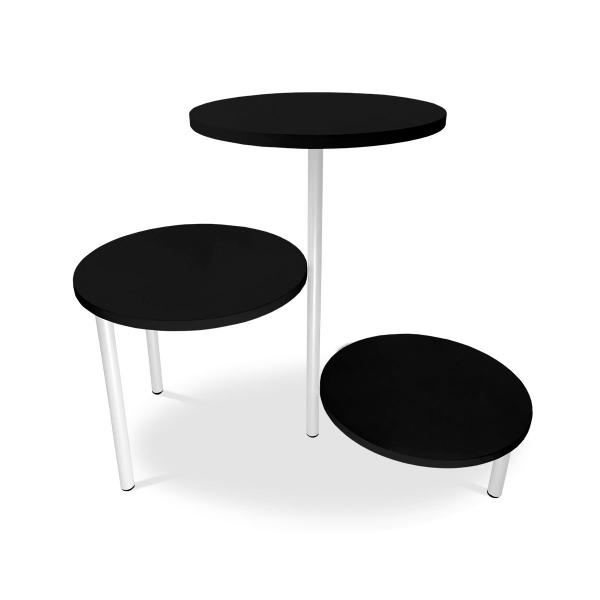 Imagem de Mesa de Canto Lateral Seattle Redonda - Branco e Preto