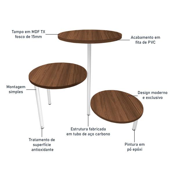 Imagem de Mesa de Canto Lateral Seattle Redonda - Branco e Villandry