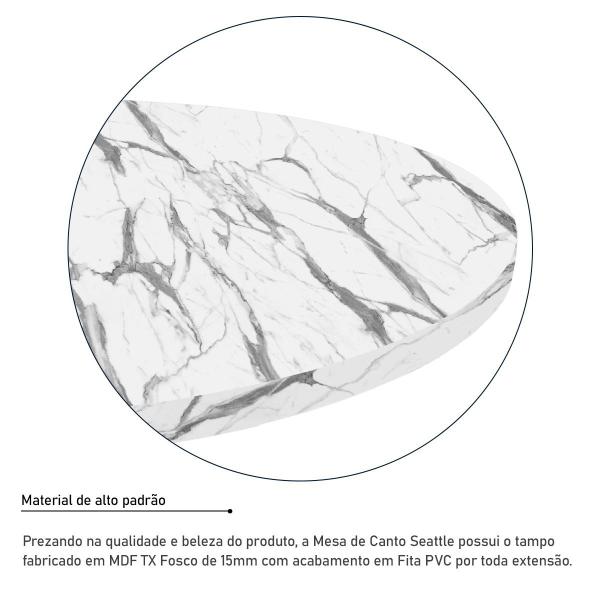 Imagem de Mesa de Canto Lateral Seattle Redonda - Branco e Vulcano