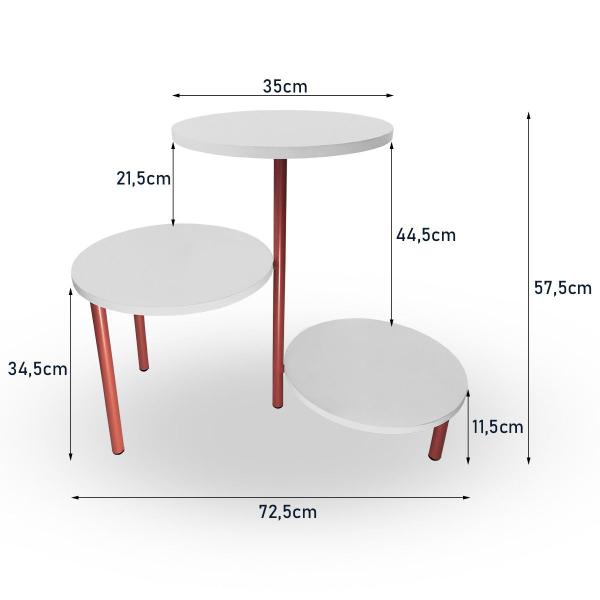 Imagem de Mesa de Canto Lateral Seattle Redonda - Cobre e Branco