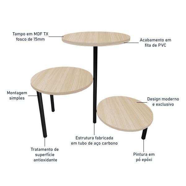 Imagem de Mesa de Canto Lateral Seattle Redonda - Preto e Jade