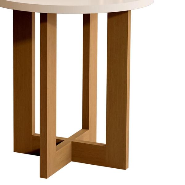 Imagem de Mesa de Canto Luxo 100% Mdf Pérola/Nature 8002 - Jb Bechara Branco