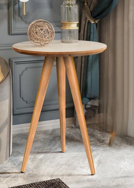 Mesa De Canto Mesinha Apoio Sofá Aparador Lateral Sala Decor Classic Off White/Freijo - Co...