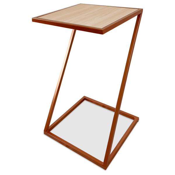 Imagem de Mesa De Canto Modelo Industrial Lateral em Z Sieger Decoração Para Sala Cobre e Jade