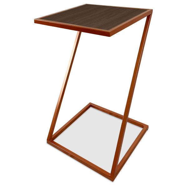 Imagem de Mesa De Canto Modelo Industrial Lateral em Z Sieger Decoração Para Sala Cobre e Villandry