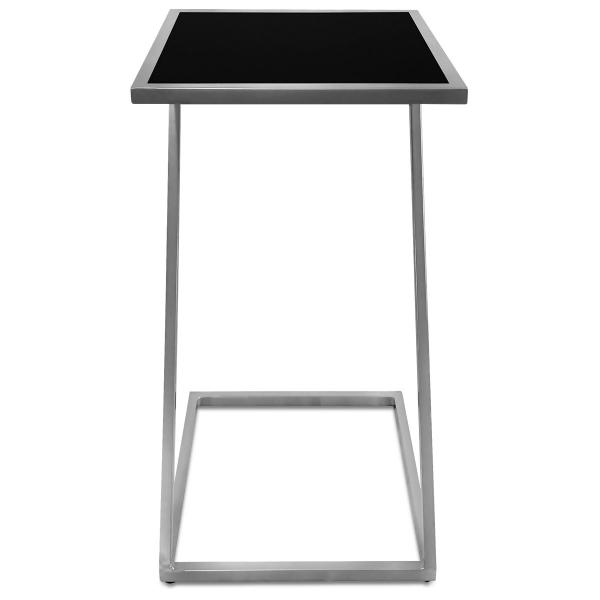 Imagem de Mesa De Canto Modelo Industrial Lateral em Z Sieger Decoração Para Sala Prata e Preto