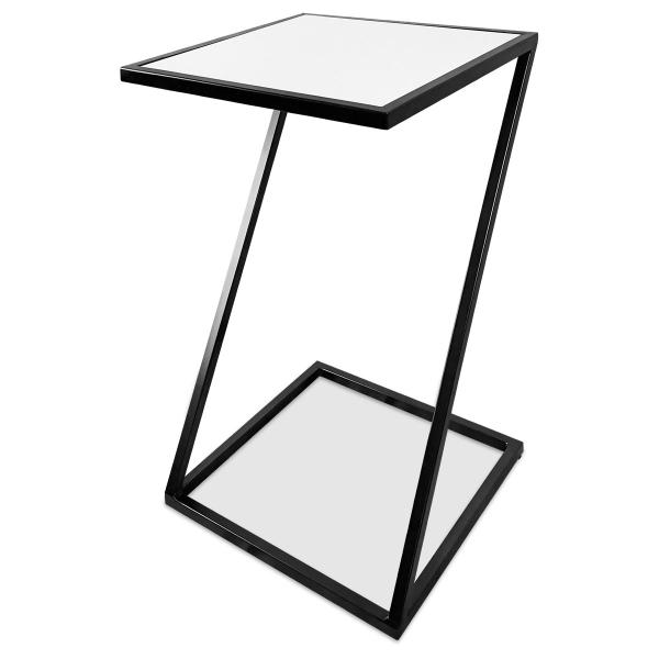 Imagem de Mesa De Canto Modelo Industrial Lateral em Z Sieger Decoração Para Sala - Preto e Branco