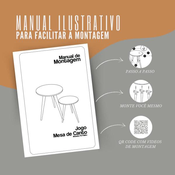 Imagem de Mesa De Canto Redonda Mesas de Apoio Pe Palito Porta Revista