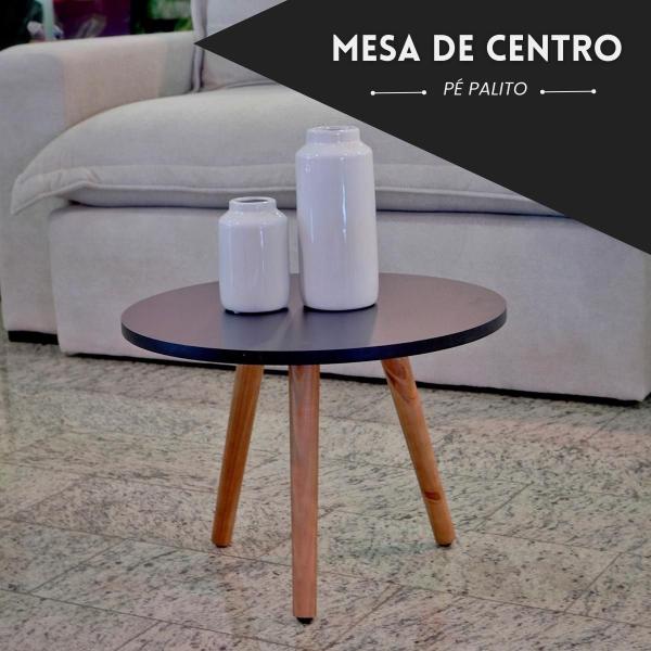 Imagem de Mesa De Canto Redonda Pe Palito Lateral Sofa