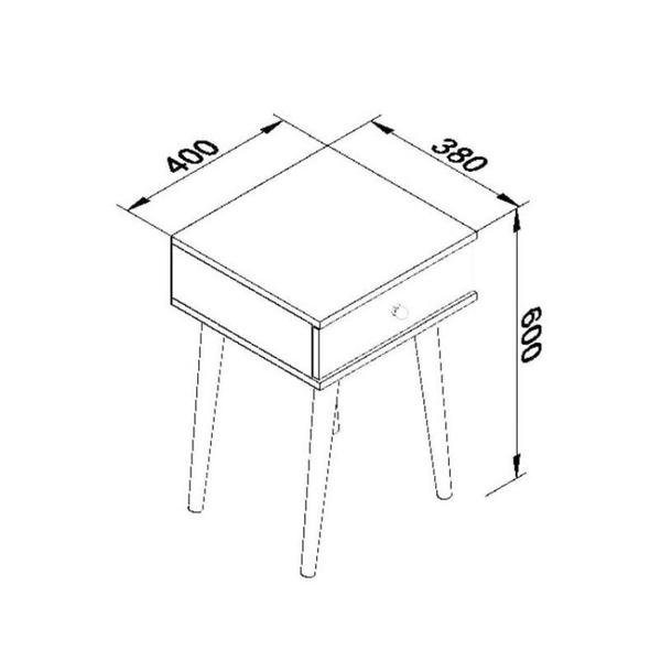 Imagem de Mesa de Canto Retrô 1 Gaveta com Pés em Madeira - Preta