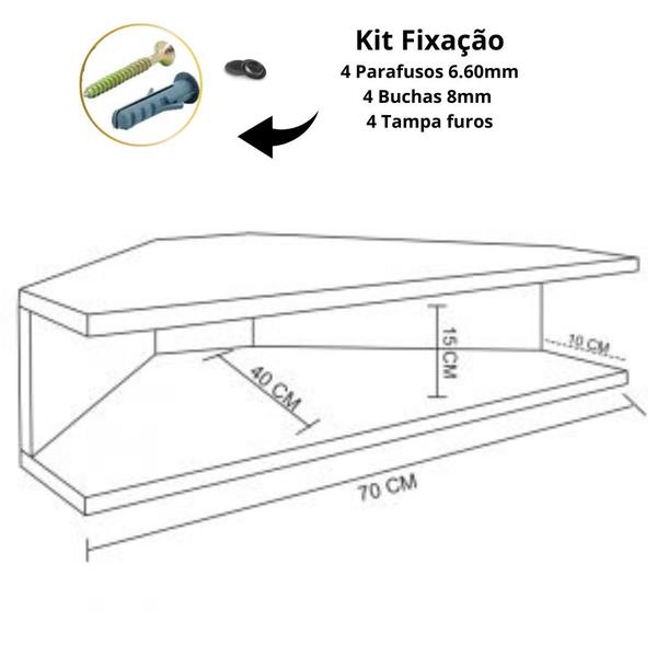 Imagem de Mesa de Canto Suspensa P/ Notebook em MDF Branco Funcional