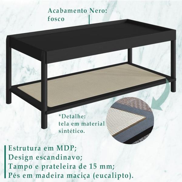 Imagem de Mesa De Centro 93 CM Pes Madeira Oslo 27961 Nero Artesano