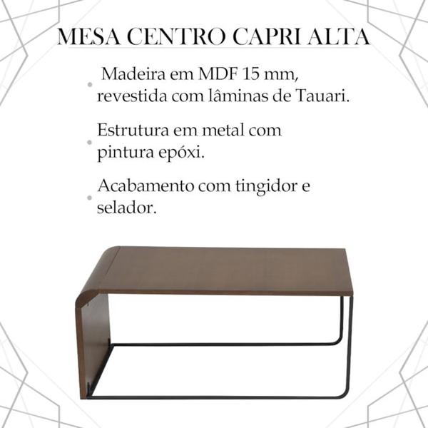 Imagem de Mesa De Centro Alta Madeira Pinhao Base Metal Preto Nacc