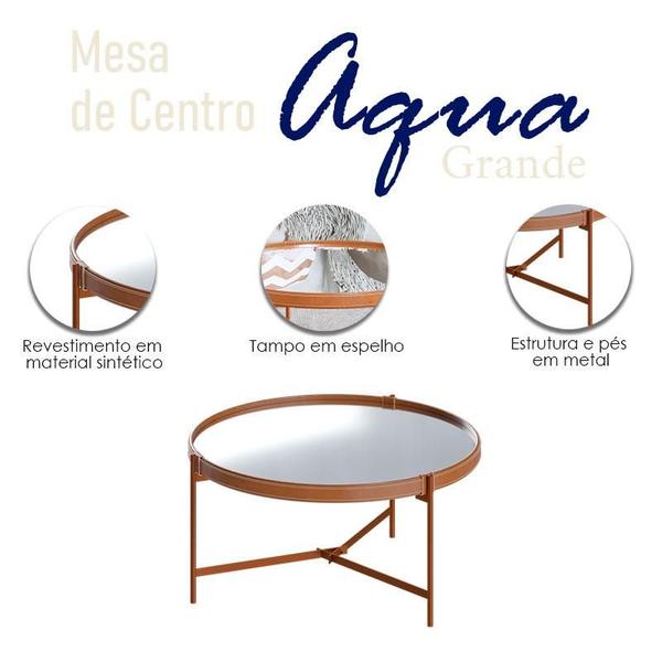 Imagem de Mesa de Centro Ambiente Aqua Grande com Espelho Cobre - Imcal