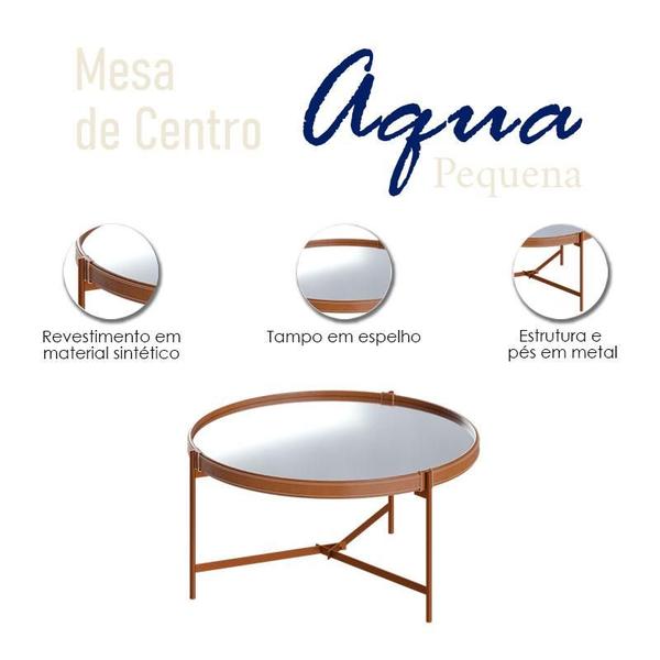 Imagem de Mesa de Centro Ambiente Aqua Pequena com Espelho Cobre - Imcal