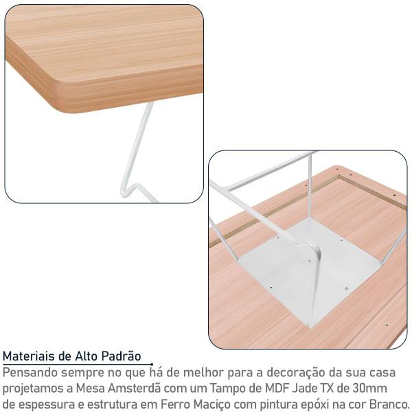 Imagem de Mesa de Centro Amsterdã Retangular em Aço e MDF Clean - Branca e Jade