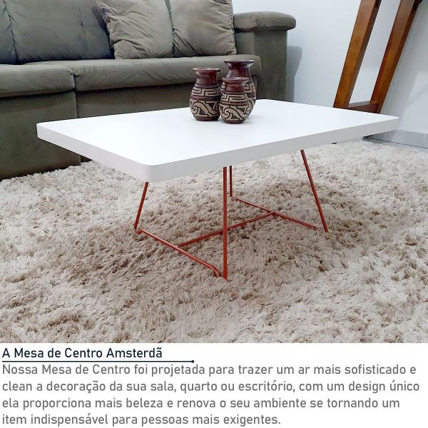 Imagem de Mesa de Centro Amsterdã Retangular em Aço e MDF Clean - Branca e Preta