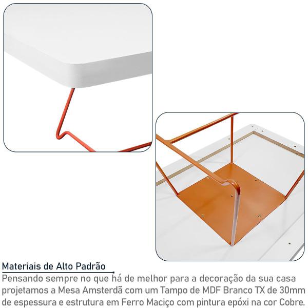 Imagem de Mesa de Centro Amsterdã Retangular em Aço e MDF Clean - Cobre e Branca