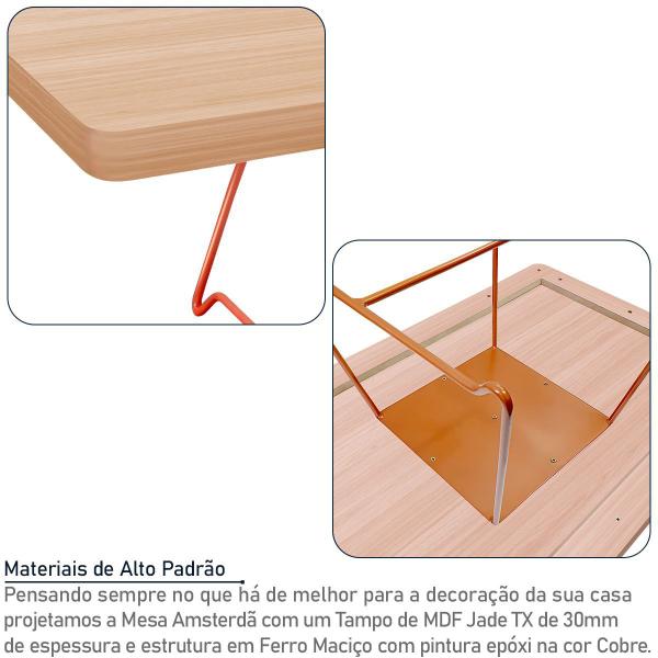 Imagem de Mesa de Centro Amsterdã Retangular em Aço e MDF Clean - Cobre e Jade