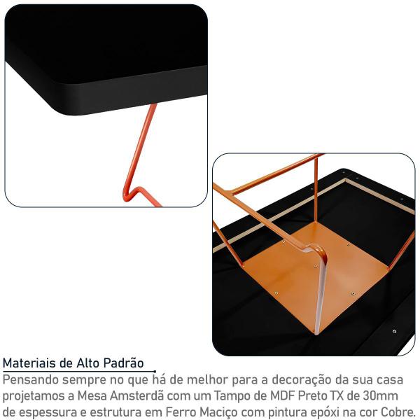 Imagem de Mesa de Centro Amsterdã Retangular em Aço e MDF Clean - Cobre e Preta