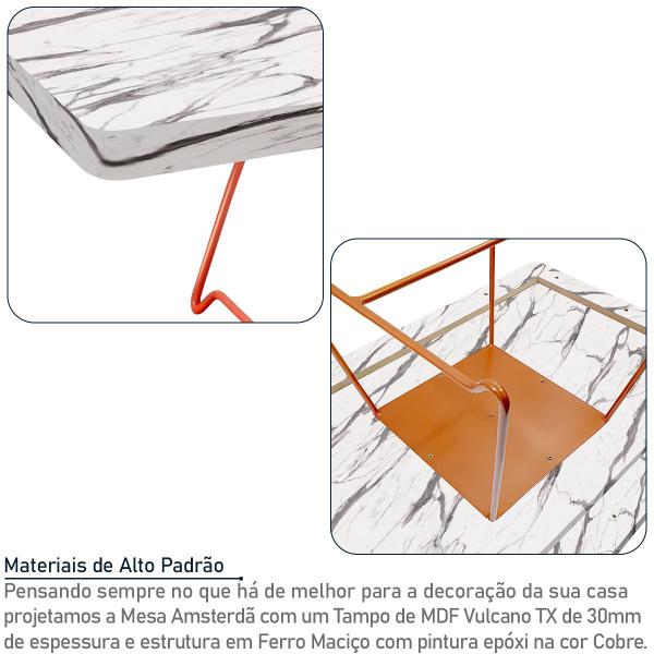 Imagem de Mesa de Centro Amsterdã Retangular em Aço e MDF Clean - Cobre e Vulcano