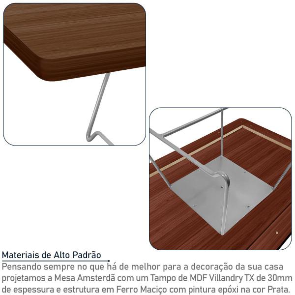 Imagem de Mesa de Centro Amsterdã Retangular em Aço e MDF Clean - Prata e Villandry