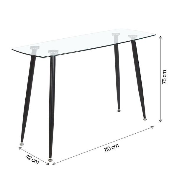 Imagem de Mesa De Centro Aparador Escrivaninha 110 cm Glass Preto Opt