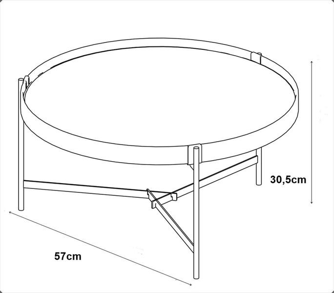 Imagem de Mesa de Centro Aqua Imcal 68011 Off White Cobre Redonda Sala 