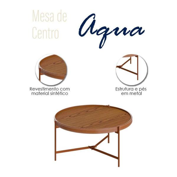 Imagem de Mesa de Centro Aqua Pequena Freijó Cobre - Imcal