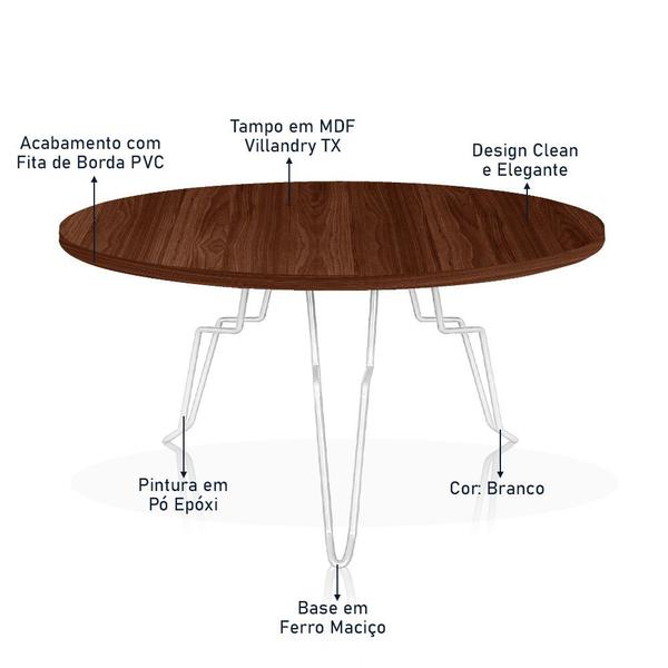 Imagem de Mesa de Centro Argélia Redonda em Aço e MDF Clean - Branca e Villandry