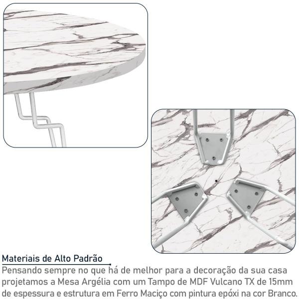 Imagem de Mesa de Centro Argélia Redonda em Aço e MDF Clean - Branca e Vulcano