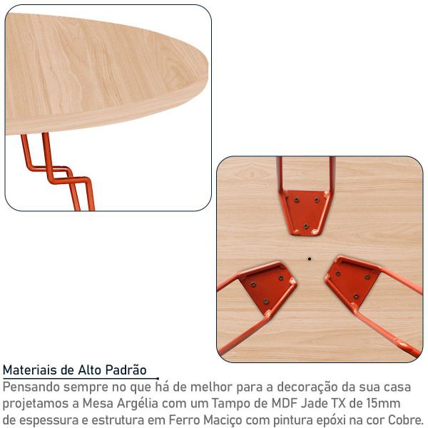 Imagem de Mesa de Centro Argélia Redonda em Aço e MDF Clean - Cobre e Jade