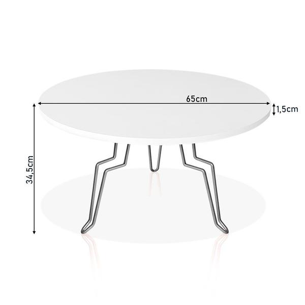 Imagem de Mesa de Centro Argélia Redonda em Aço e MDF Clean - Prata e Branca